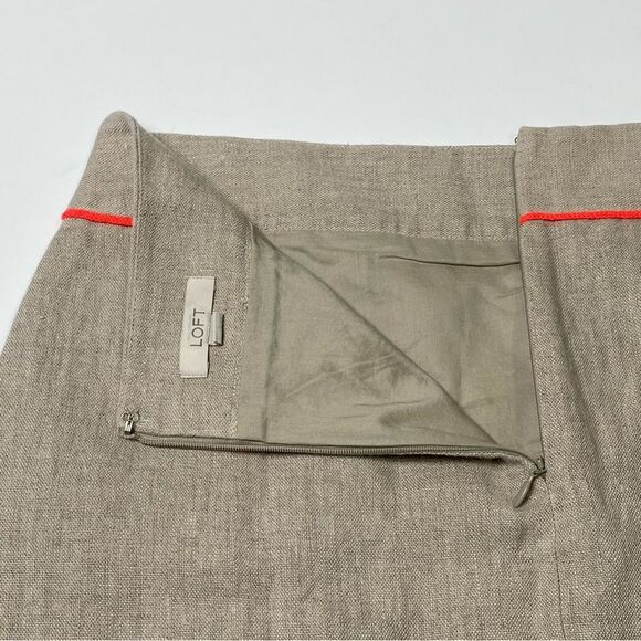 Ann Taylor Loft 100% Linen Biege Mini Skirt W/ Contrasting Hem Women's Size 2 - Picture 2 of 14